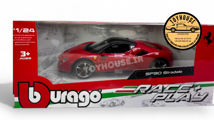 ماکت فراری sf90 ۱/۲۴ ۱:۲۴ بوراگو ماکت مدل حرفهای