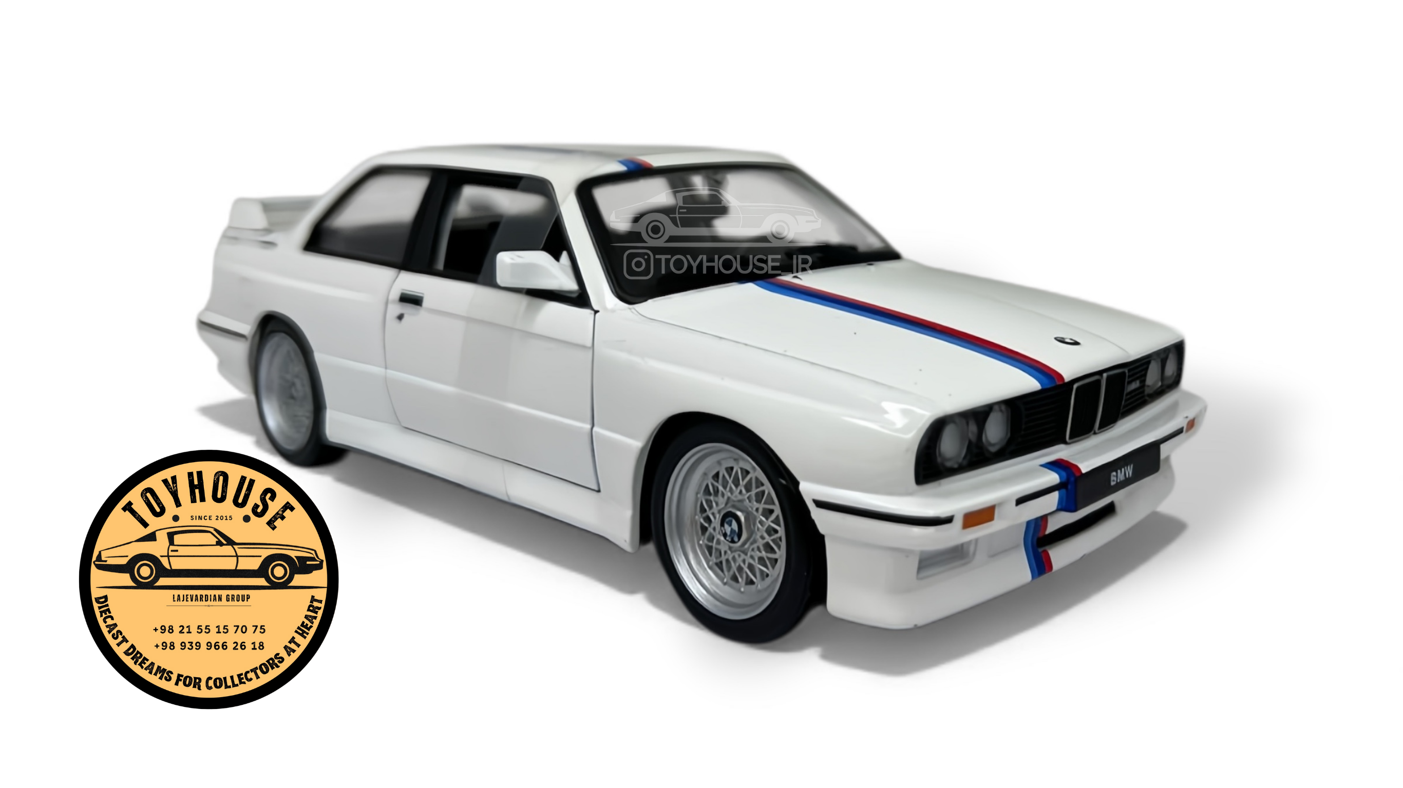 ماکت بی‌ام‌و M3 E30 سفید مدل ۱۹۸۸ مقیاس 1:24 برند بوراگو