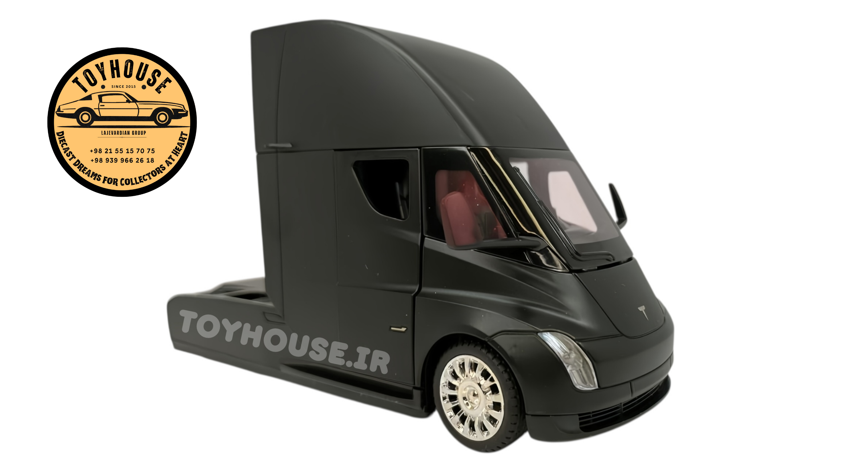 ماکت کامیون کشنده کله تریلی  Truck Tesla Semi در رنگ‌های مشکی، سبز نعناعی و نقره‌ای مقیاس 1:24 چراغ‌دار و موزیکال