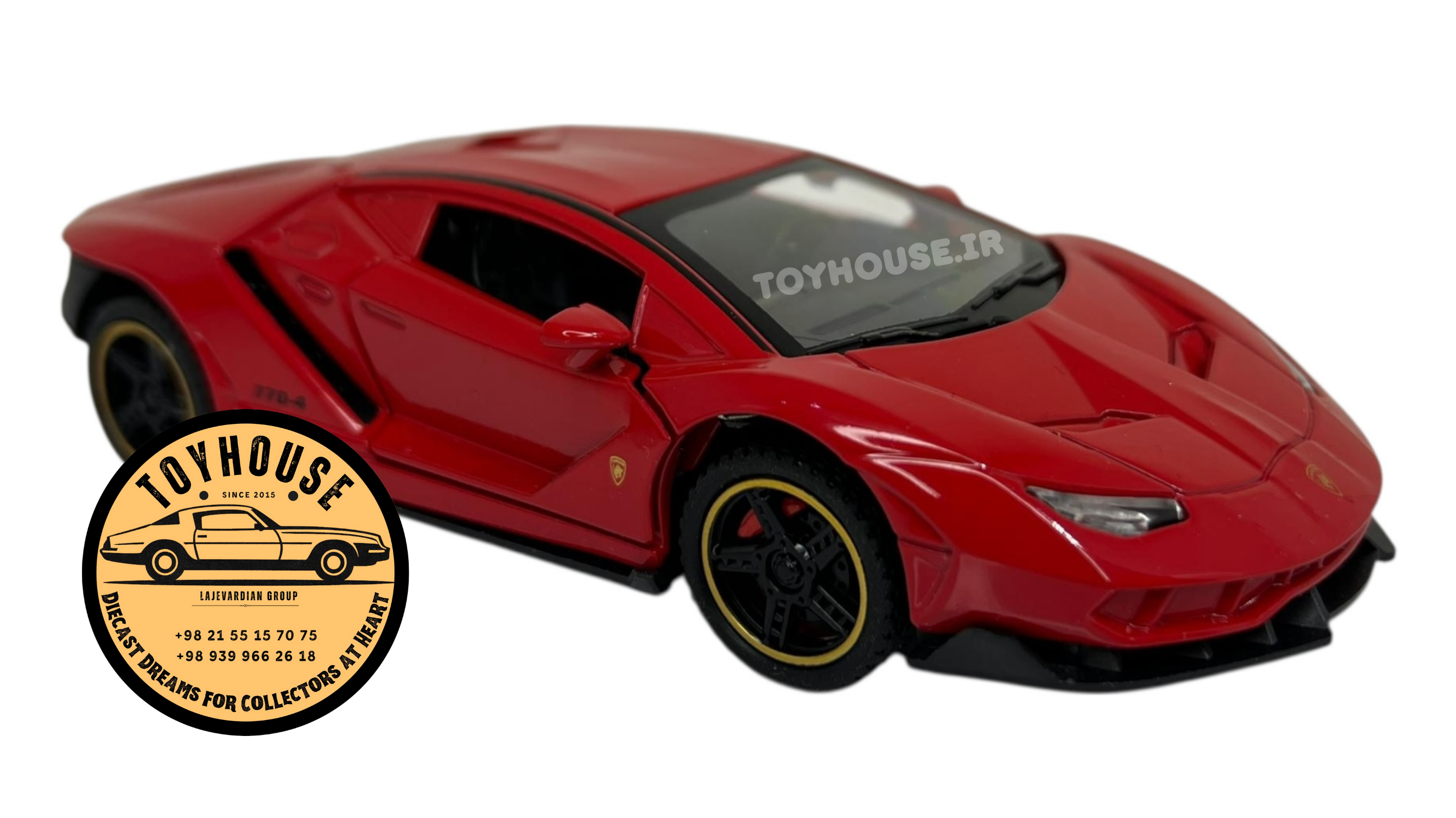 ماکت لامبورگینی سنتناریو مقیاس ۱:۳۲ در رنگ‌های مشکی، قرمز و سفید