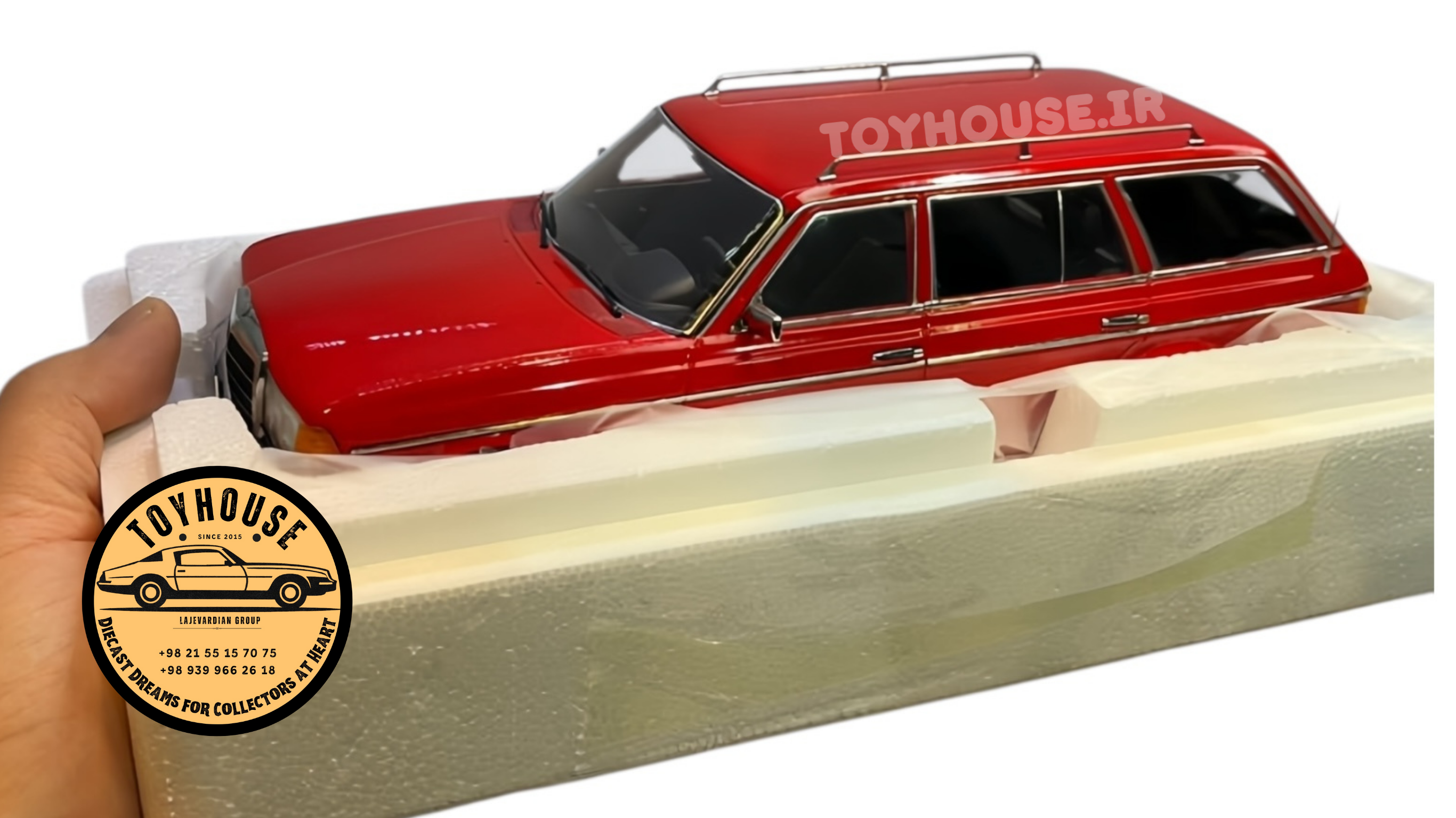 ماکت 1:18 مرسدس بنز دانشجویی استیشنS123 استیشن قرمز برند KK Scale نسخه محدود